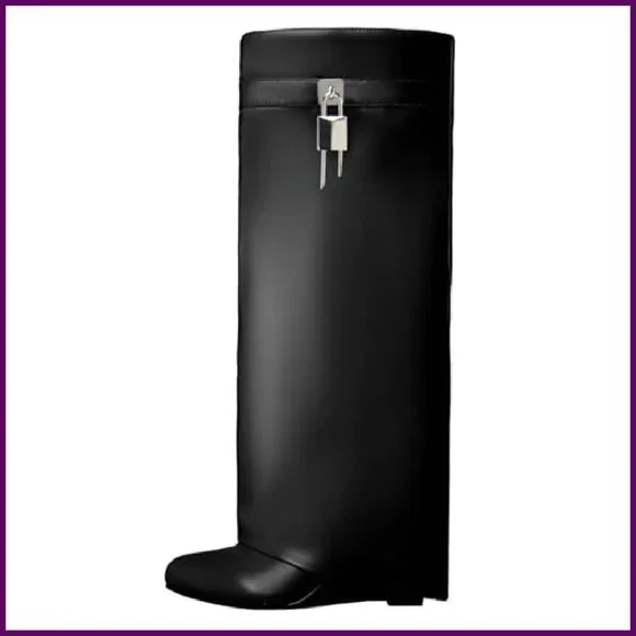 Black Women's Knee-High Boots - Picture 2 of 7